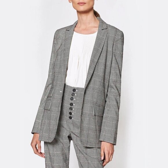 NWT Joie plaid houndstooth blazer & high waisted pants pantsuit set, 4 - Picture 3 of 16